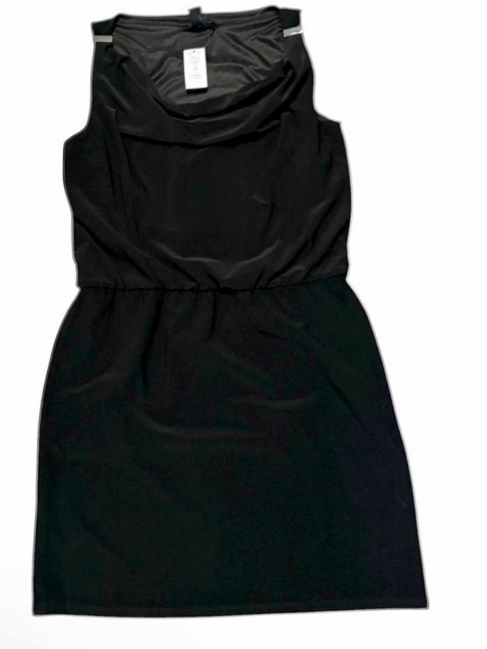 White House black market cowl drape neck black sleeveless dress new net xs